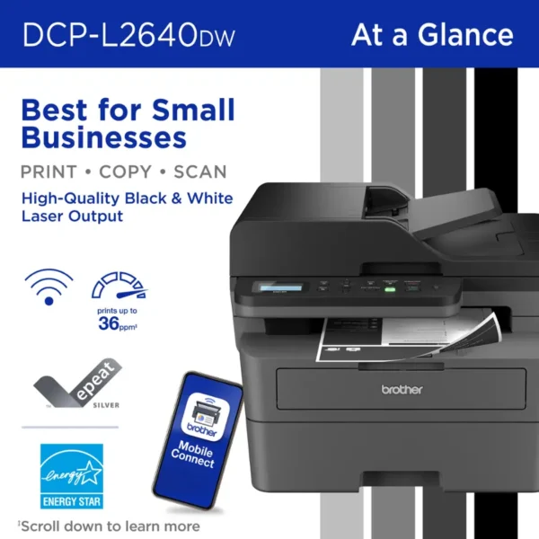 DCP-L2640DW Wireless Black-and-White 3-in-1 Laser Printer - Image 2