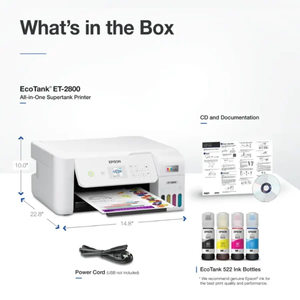 EcoTank ET-2800 Wireless All-in-One Printer – White - Image 4