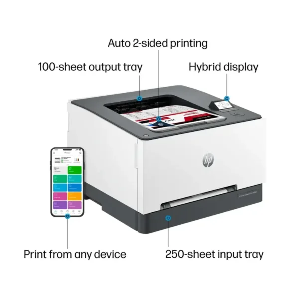 LaserJet Pro 3201dw Wireless Color Laser Printer - White & Slate - Image 2