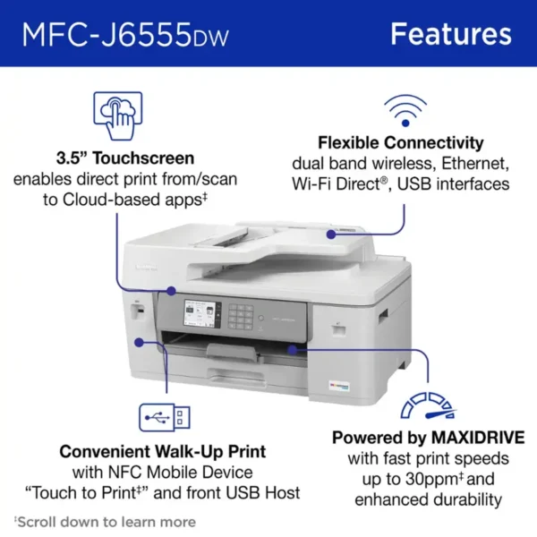 MFC-J6555DW INKvestment Tank All-in-One Inkjet Printer - Image 3